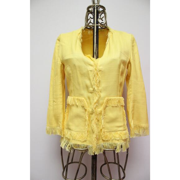Dolce & Gabbana Bright Yellow Fringe Blazer Jacket Size 42/US 6 - Picture 1 of 6